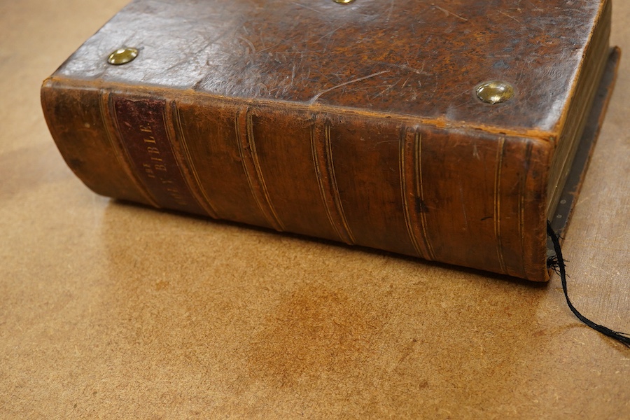 [BIBLE] The Holy Family Bible ... with concise explanatory notes ... by The Rev. Alexander Fortestcu. 3rd edition, 2 vols (in one). engraved plates, old mottled calf, panelled spine and red label, cover bosses and with c